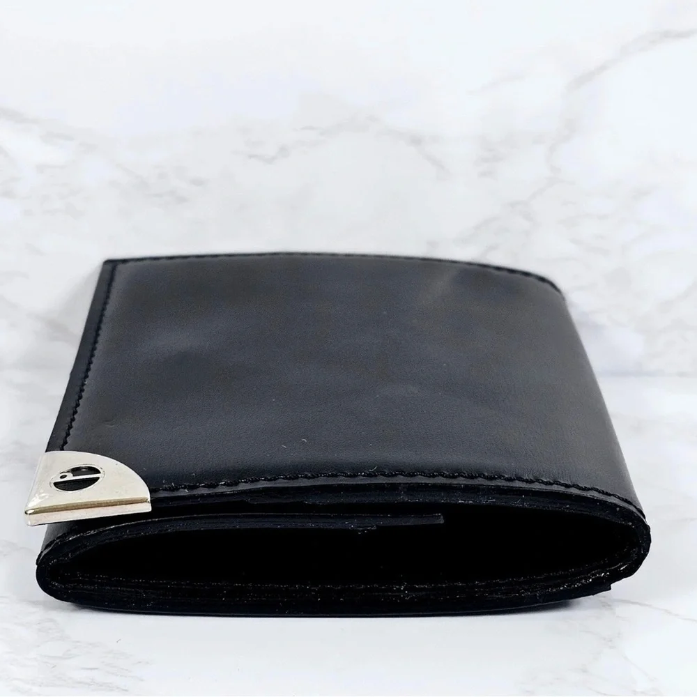 Dunhill Black Leather Wallet with Silver Accent